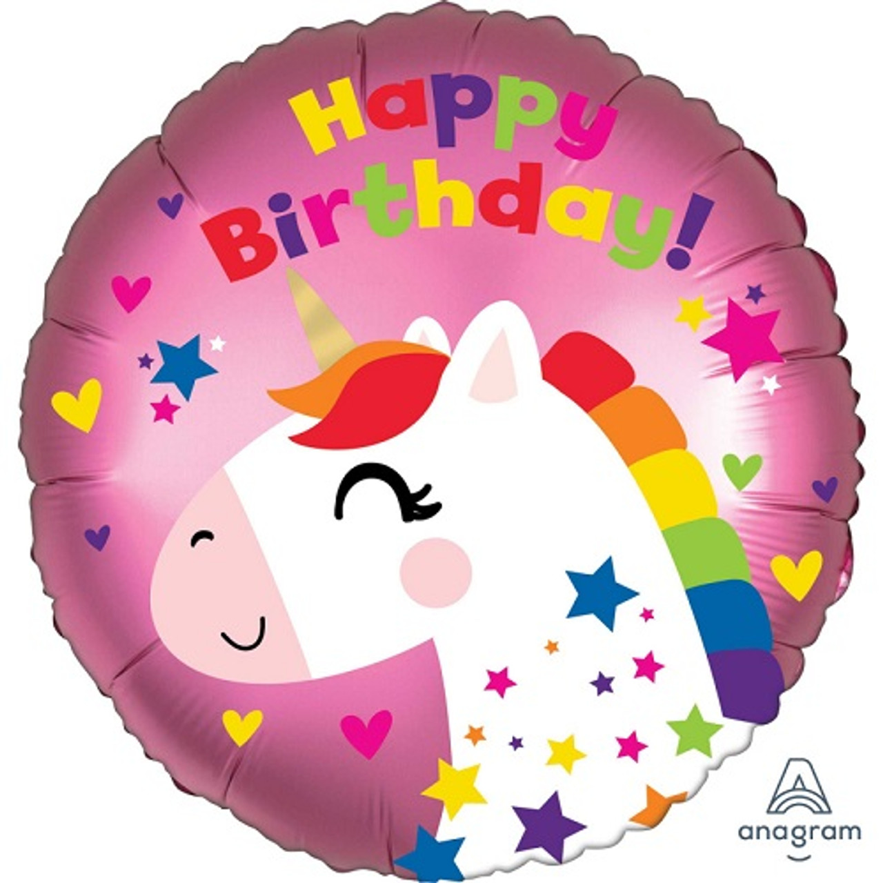 Satin Unicorn Happy Birthday Foil Balloon - 45cm | Discount Party Warehouse