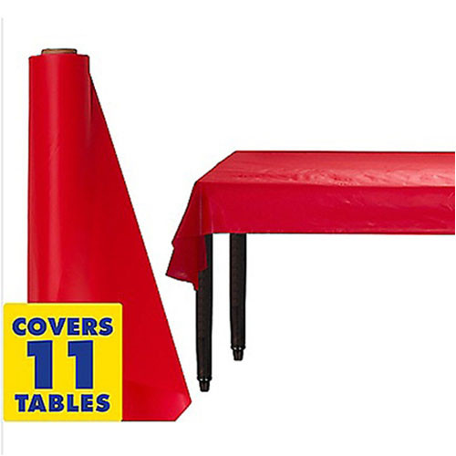 Red Plastic Table Cover Roll 30m Discount Party Warehouse