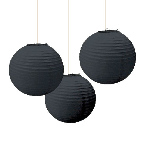 Black Paper Lanterns 3pk Discount Party Warehouse