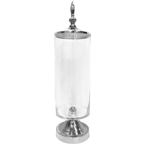 Chrome Glass Cylinder Lolly Jar Silver Discount Party Warehouse