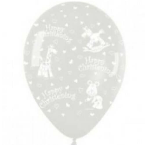 Latex Balloon 30cm Happy Christening Clear Discount Party Warehouse