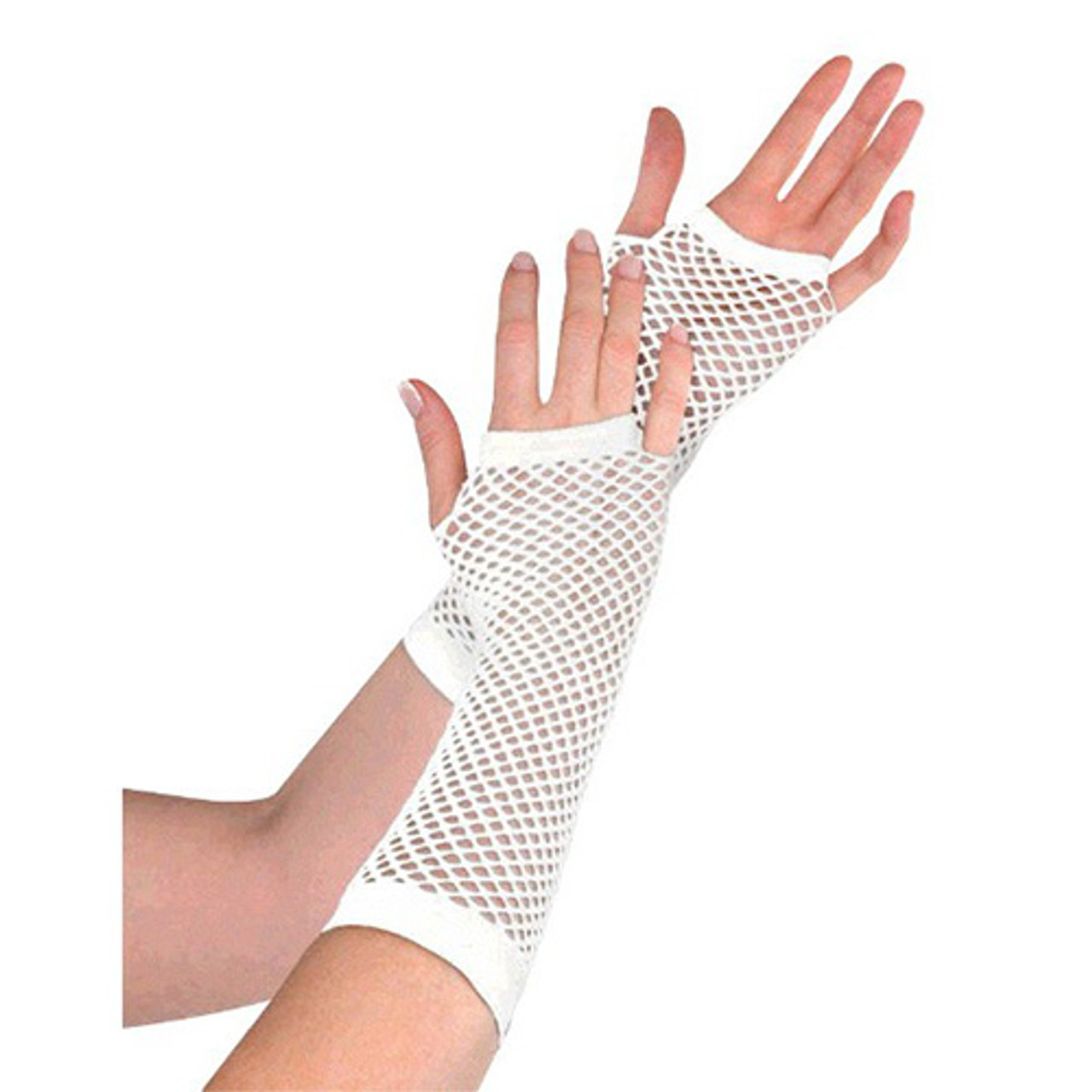 White Fishnet Gloves Long