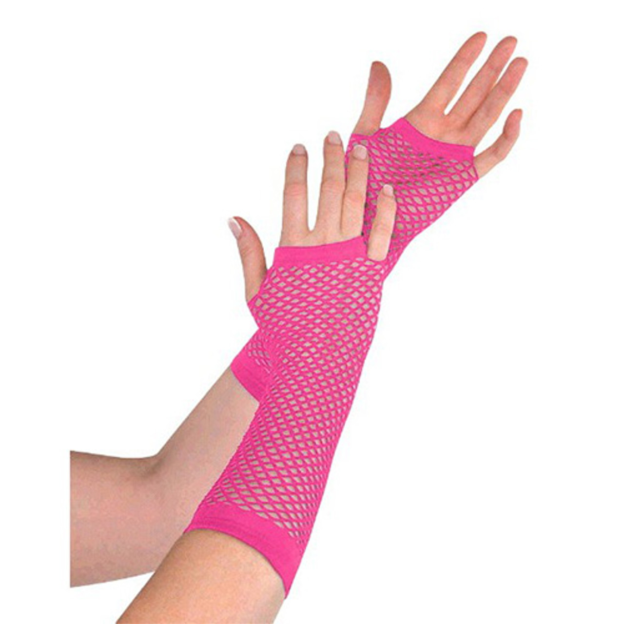 Pink Fishnet Gloves Long  Discount Party Warehouse