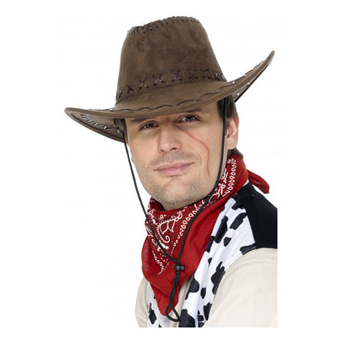 Western Cowboy Hat - Suede Look Brown 