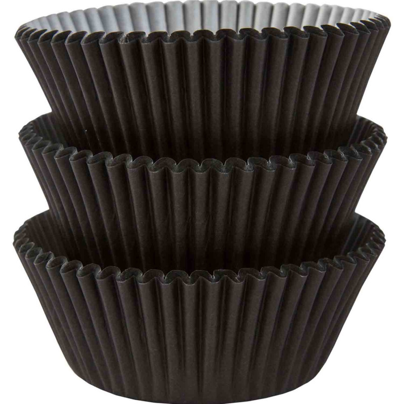 Cupcake Cases Large 75pk BlackDiscount Party Warehouse