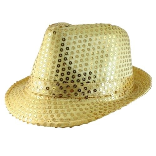 Gold Fedora Sequin Hat | Discount Party 