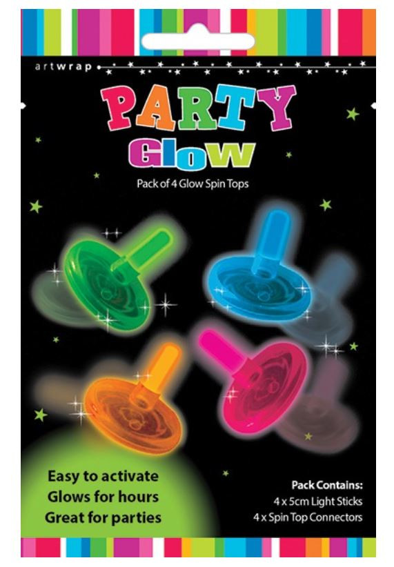 GLOW FAVOURS SPIN TOPS 4PK