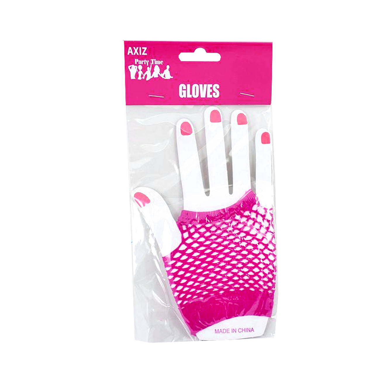 HOT PINK FISH NET GLOVES IN POLYBAG W/HEADER CARD