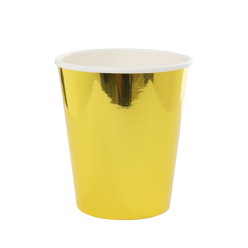 Metallic Gold Paper Cup 260ml 20pk - Discount Party Warehouse