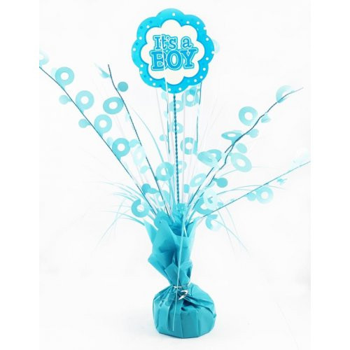 Light Blue Camo 'It's A Boy' Centerpiece - Paper Baby Shower Or Gender Reveal Party Decoration, Over 25cm Tall