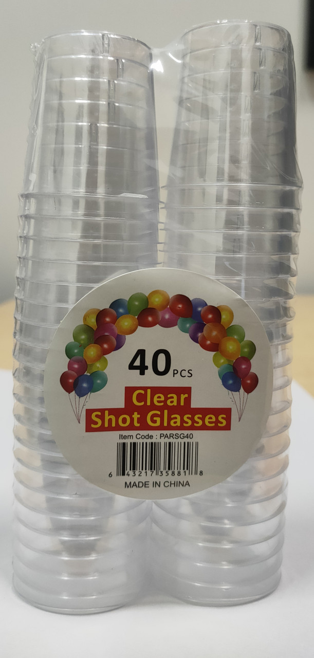 30pc Reusable 40ml Large Plastic Shot Glasses