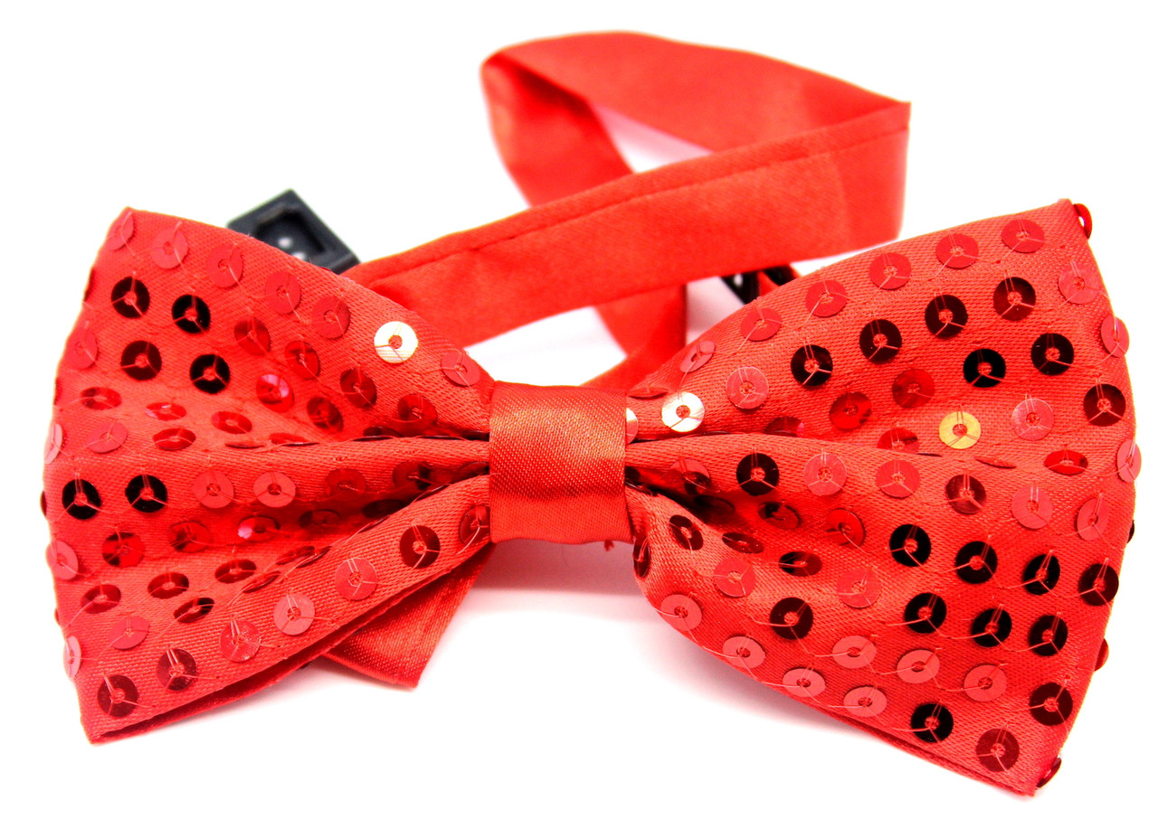 red sequin bow ties