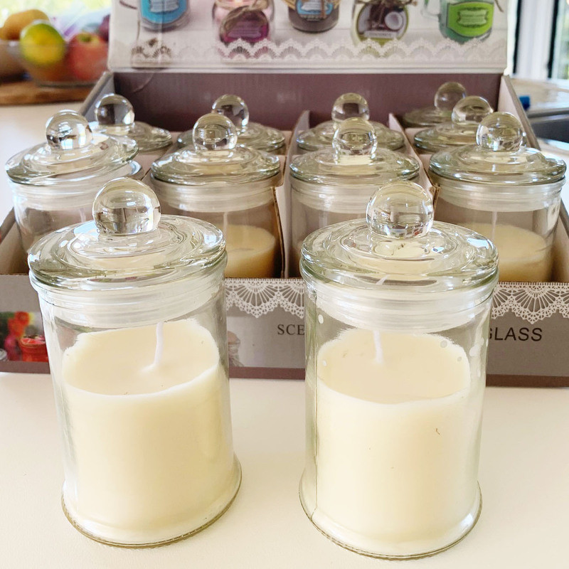 White Candle Glass Jar White Candle Jars Glass Jar with Lid Discount Party Warehouse