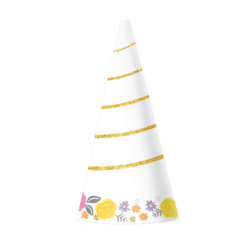 Magical Unicorn Horn Party Hats 8pk