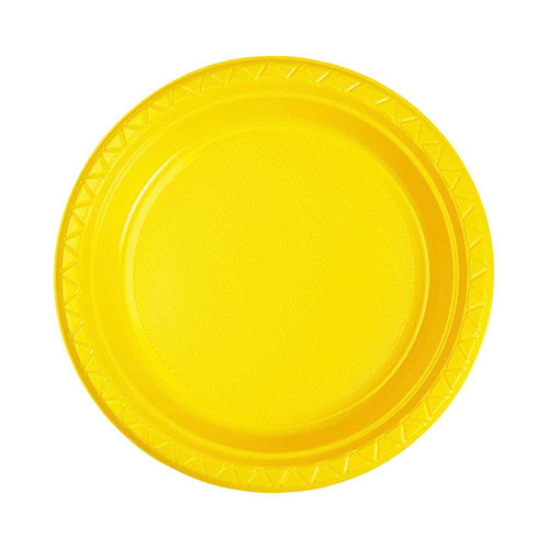 Canary Yellow Plastic Plates Dinner 23cm 20 Pack Discount Party Warehouse