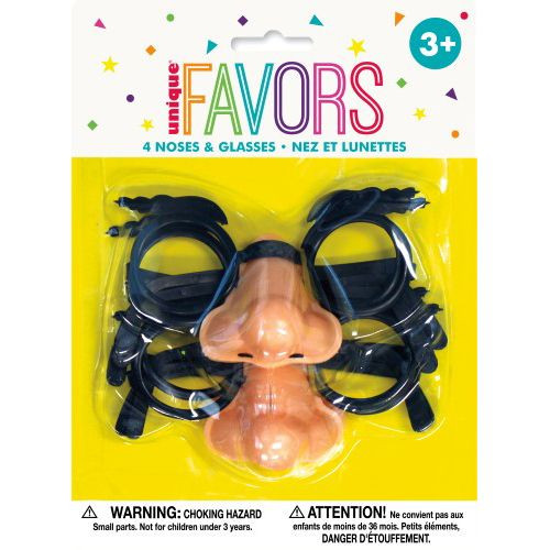 Favours Novelty Glasses & Nose Pk 4Discount Party Warehouse