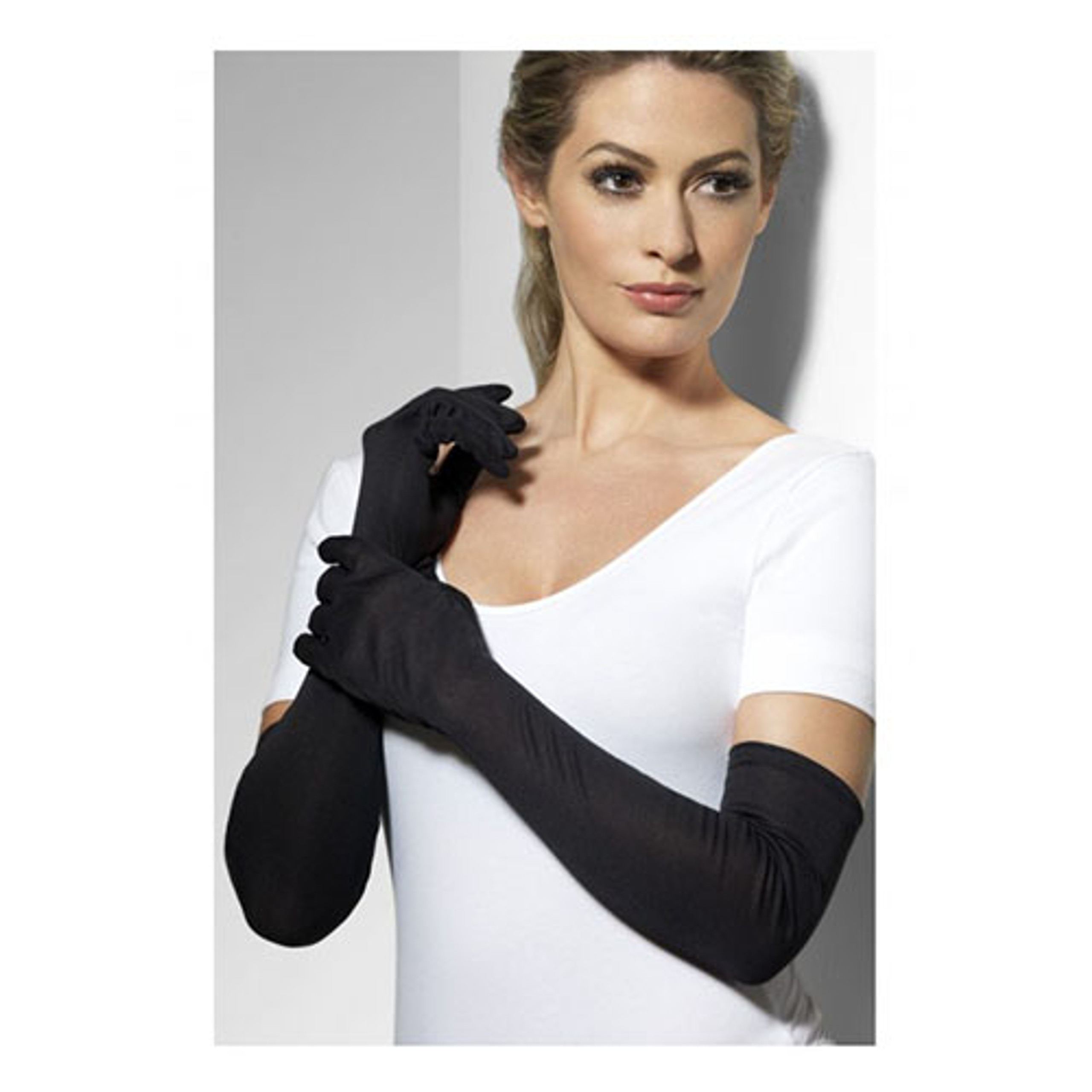 Flapper Gloves Sheer Desires Long Black Discou