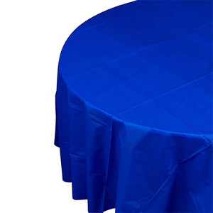 Dark Blue Plastic Table Cover Round 213cm