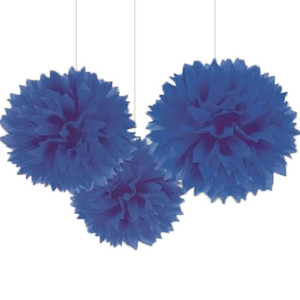 Decorative Hanging Puffs- Royal Blue 3pk