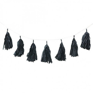 Decorative Paper Tassel Garland 3m - Black
