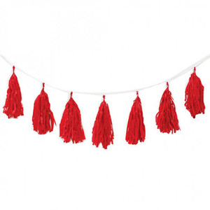 Decorative Paper Tassel Garland 3m - Red