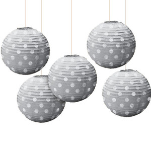 Mini Dotty Paper Lanterns Silver 5pk