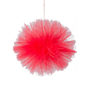 Tulle Pom Poms 25cm 4Pk Red