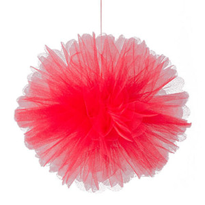 Tulle Pom Poms 30cm 4Pk Red