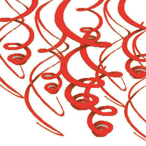 Plastic Swirl Decorations Red 12pk