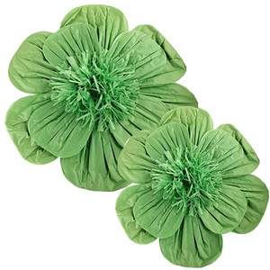 Green Paper Scallop Wall Flowers- Medium 2pk