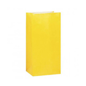 Yellow Paper Lolly Bags - 28cm x 14cm 12 Pack