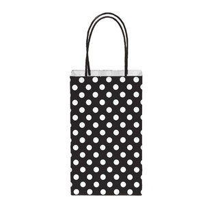 12 PK Paper Bag - Black Polka Dot Small