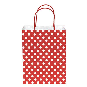 12 PK Paper Bag- Red Polka Dot Medium