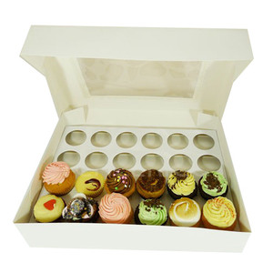 Window Cupcake Box White - 24 Cups