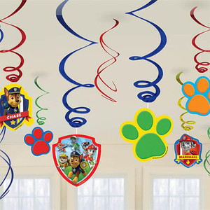 Paw Patrol Swirl Decorations - Pack of 12