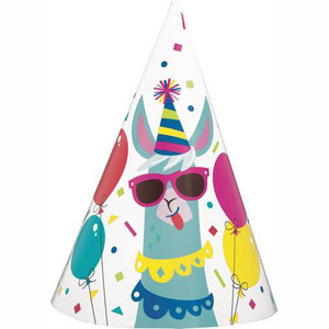 Llama Birthday Party Hats 8pk