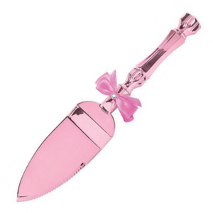 Pink Electroplated Plastic Cake Server With Bow And Gem