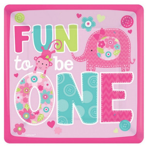 One Wild Girl Paper Square Dinner Plates 8Pk