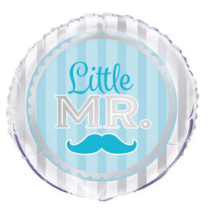 Little Mr Blue Moustache Foil Balloon 45cm