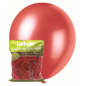 30cm Latex Balloons - Metallic Cherry Red (100 Pack)