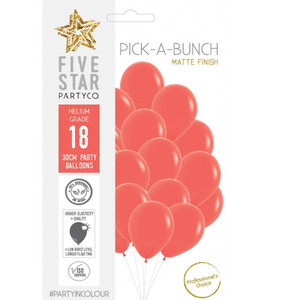 30cm Latex Balloon Matte Coral 18pk