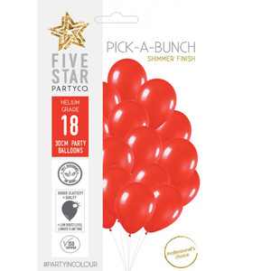 30cm Latex Balloon Shimmer Red 18pk