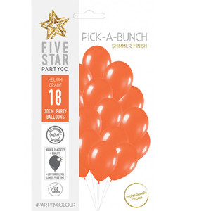 30cm Latex Balloon Shimmer Orange 18pk