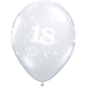 Latex Balloon 30cm - Printed Birthday 18th Clear