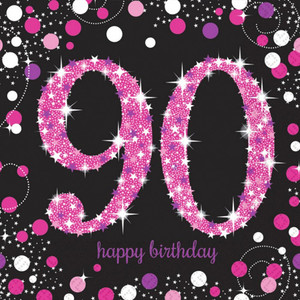 Pink Celebrations 90th Birthday Lunch Napkins 16pk