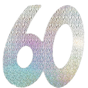 Silver Holographic '60' Foil Cutouts 3pk