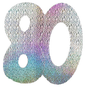 Silver Holographic '80' Foil Cutouts 3pk