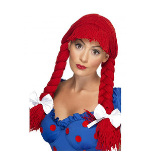Womens Red Rag Doll Wig