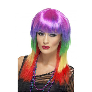 Womens Rainbow Rocker Wig