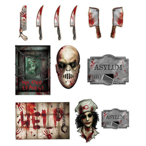 Halloween Asylum Cutouts 12Pk